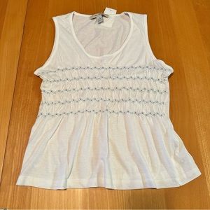 Free People NWT Y2K White Embroidered Tank Top SZ M